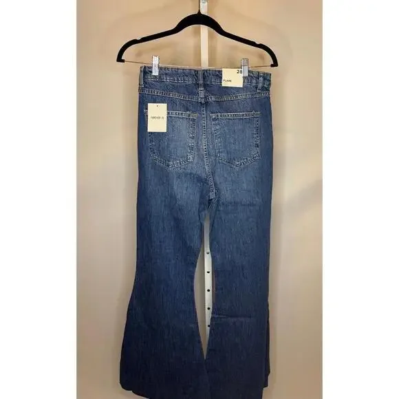 Forever 21 Jeans Daisy Embroidered Bell Bottom Retro Denim Size 28 - Nwt Wmns - Picture 2 of 3